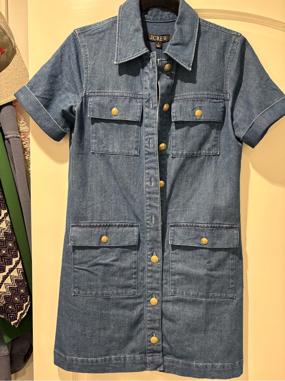 J.Crew Blue Denim Shirt Dress with Black Label